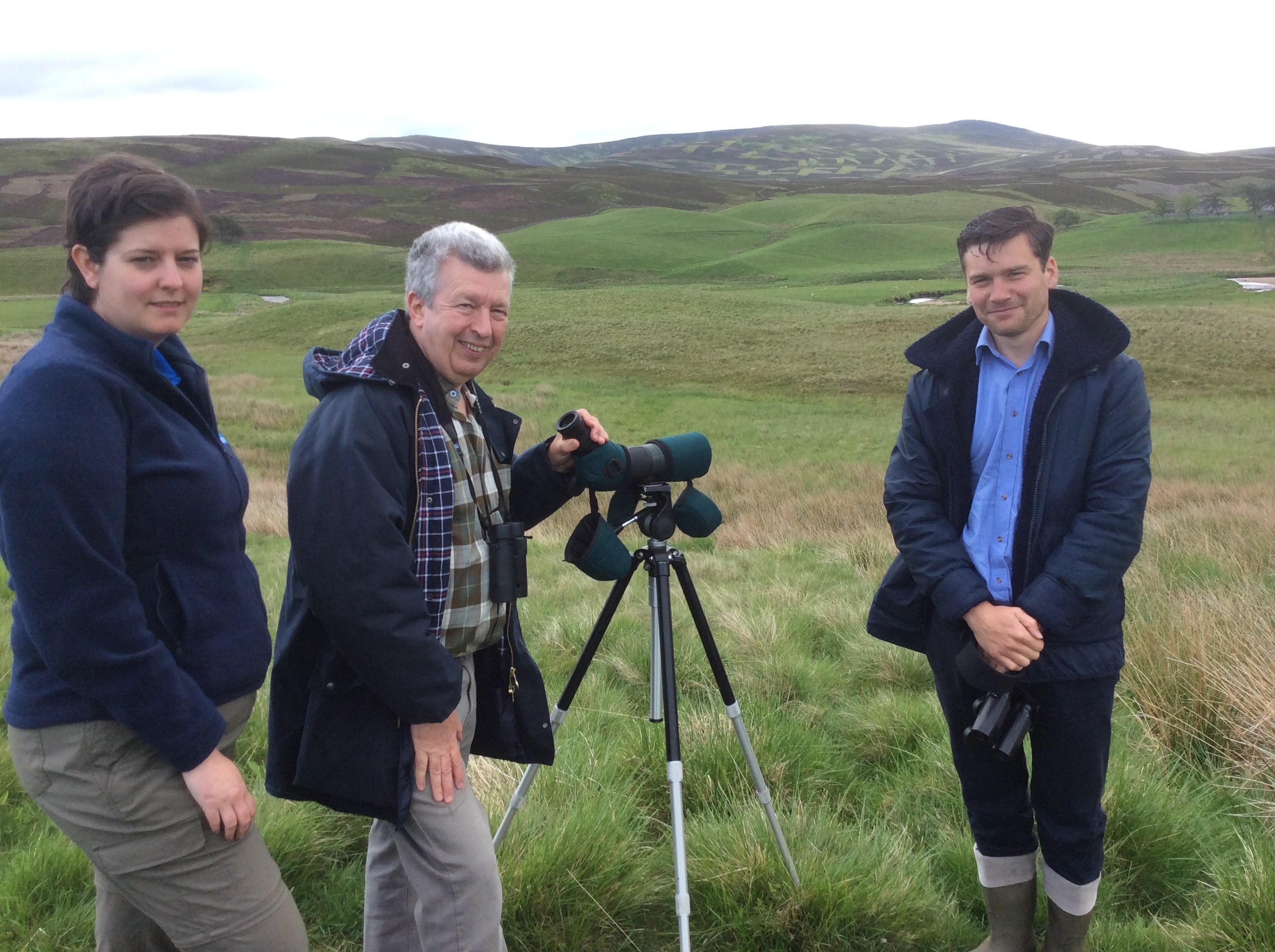 Lewis Macdonald MSP with RSPB Scotland's Jenny Lennon and Thom Quinn