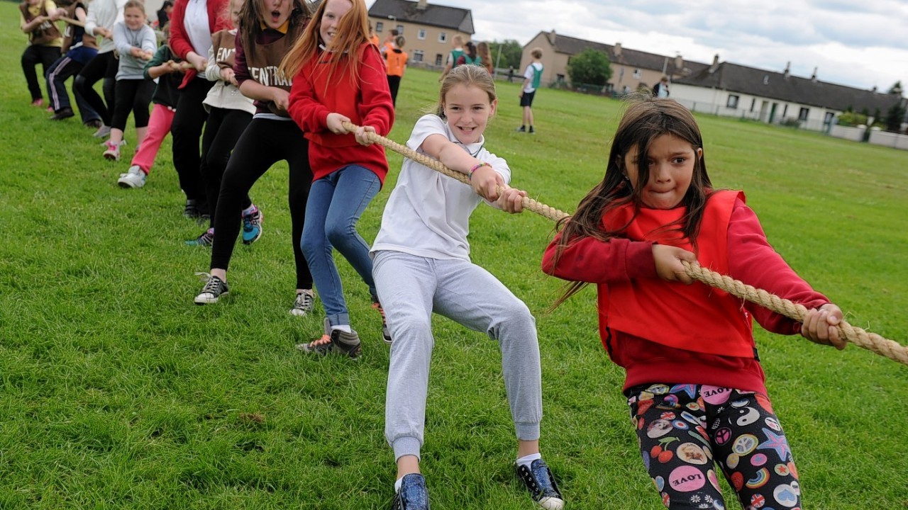 Pupils from Dalneigh, Merkinch, Central, Bishop Eden and St Josephs primary schools in Inverness take part in a mini-commonwealth games.