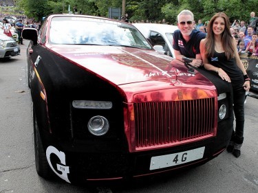 Former Miss Scotland Nicola Wood and her husband Garreth join other supercar drivers as they set off from The Mound in Edinburgh and head to London on the next stage of the Gumball 3000