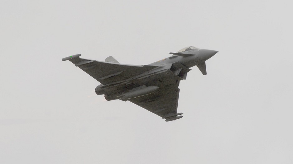 A Eurofighter military jet