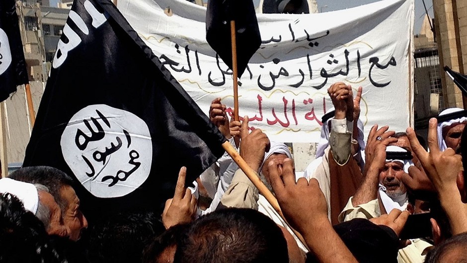 Demonstrators chant pro-al Qaida-inspired Islamic State of Iraq and the Levant (Isis) slogans.