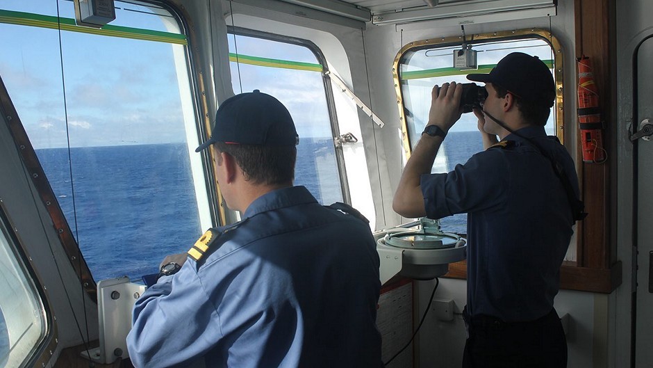 The crew on board survey ship HMS Echo during the major underwater search for missing Malaysia Airlines flight MH370 (MoD/PA)