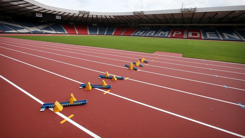 A general view of the track as Glasgow 2014 reveals the  athletics arena following the transformation of Hampden Park