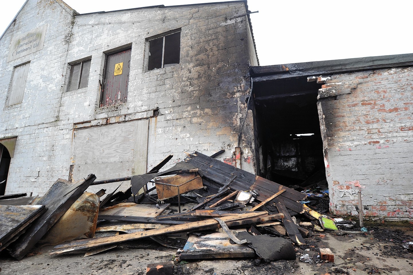 One of the burnt-out buildings on Wilson Street