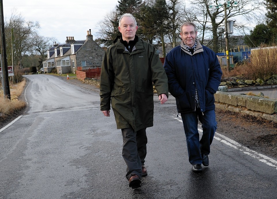Phil Holdsworth with Westhill councillor Ron McKail on the Brodiach road in 2012.