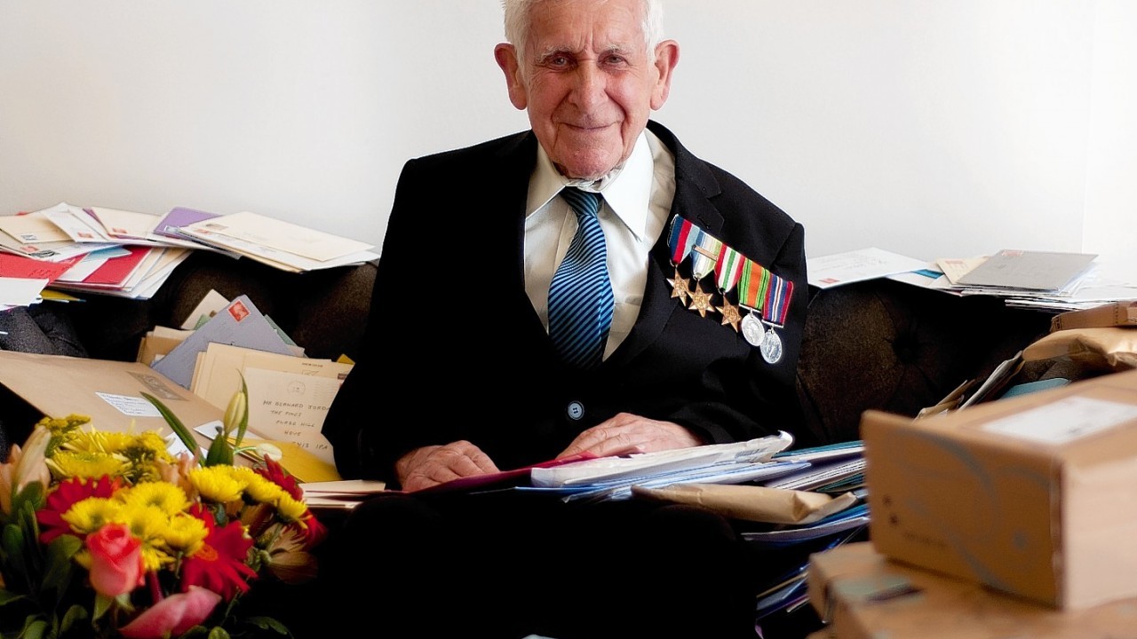 D-Day veteran Bernard Jordan, who was reported missing when he disappeared from Pines care home in Hove, East Sussex, to be with his comrades in Normandy on the 70th anniversary of D-Day, turned 90 today.