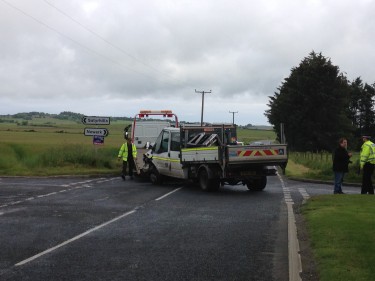 The council van involved in the crash near Cortes this morning
