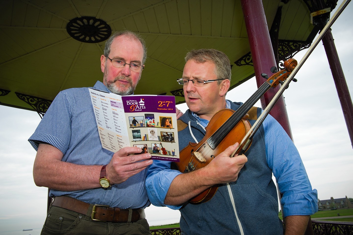 David Godden, Chair of the Nairn Book and Arts Festival,  and BBC Radio Scotland's Bruce MacGregor