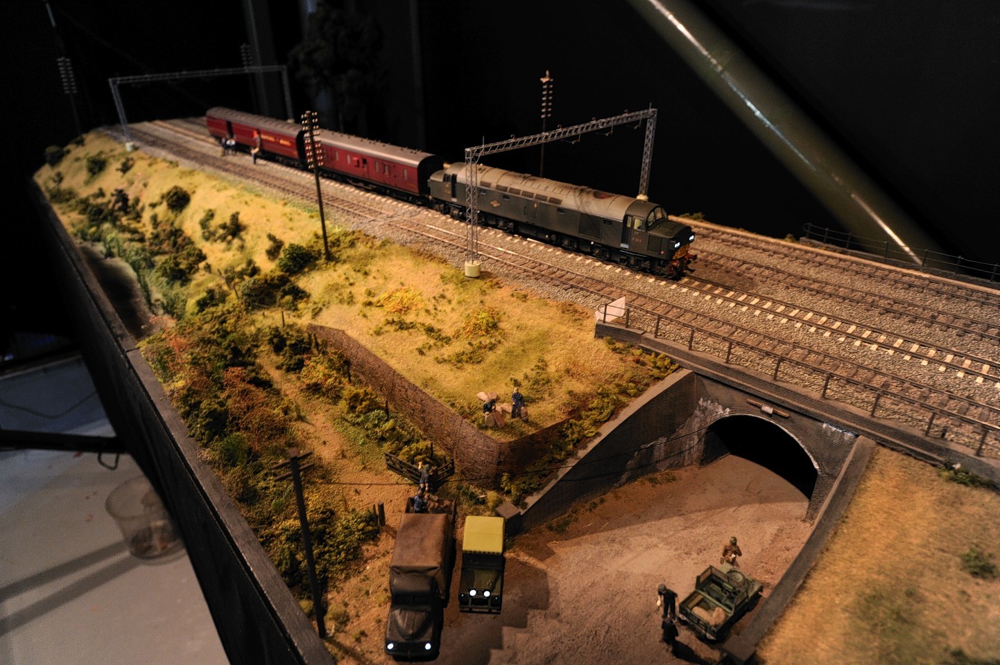 The miniature train set depicting the Great Train Robbery