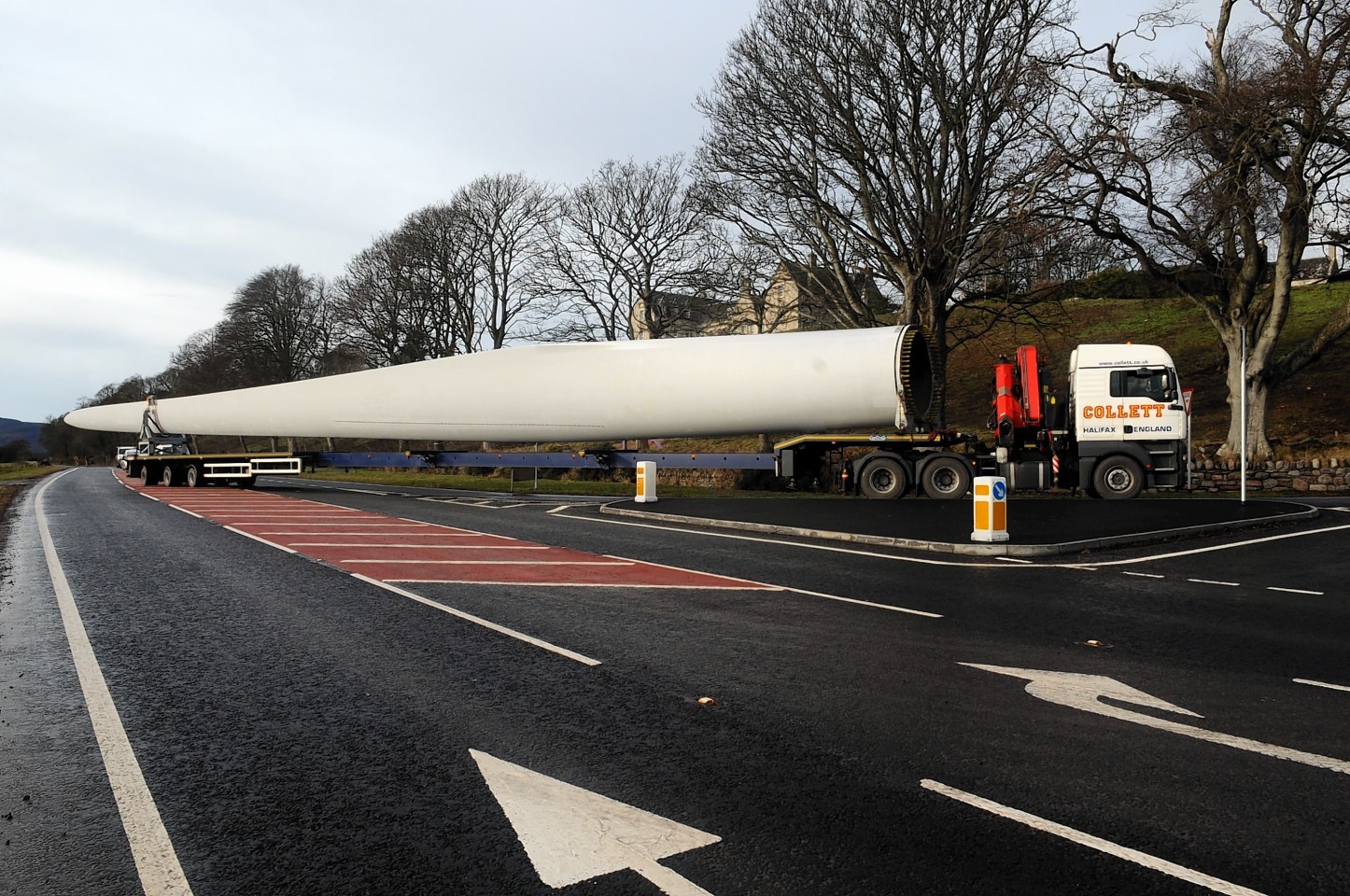 A turbine being transported along the A9 in 2009