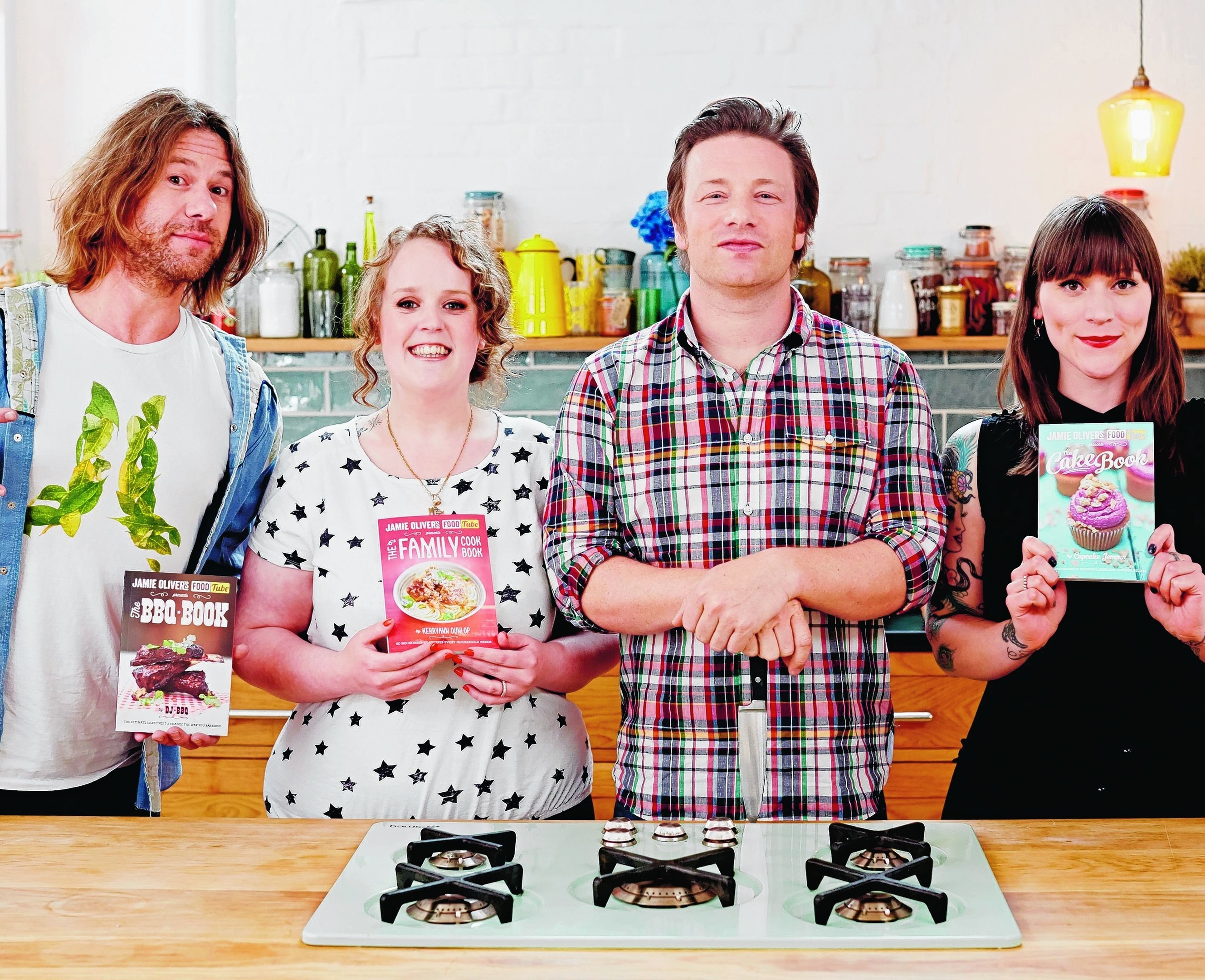 Jamie Oliver with DJ BBQ, Kerrann Dunlop, Cupcake Jemma