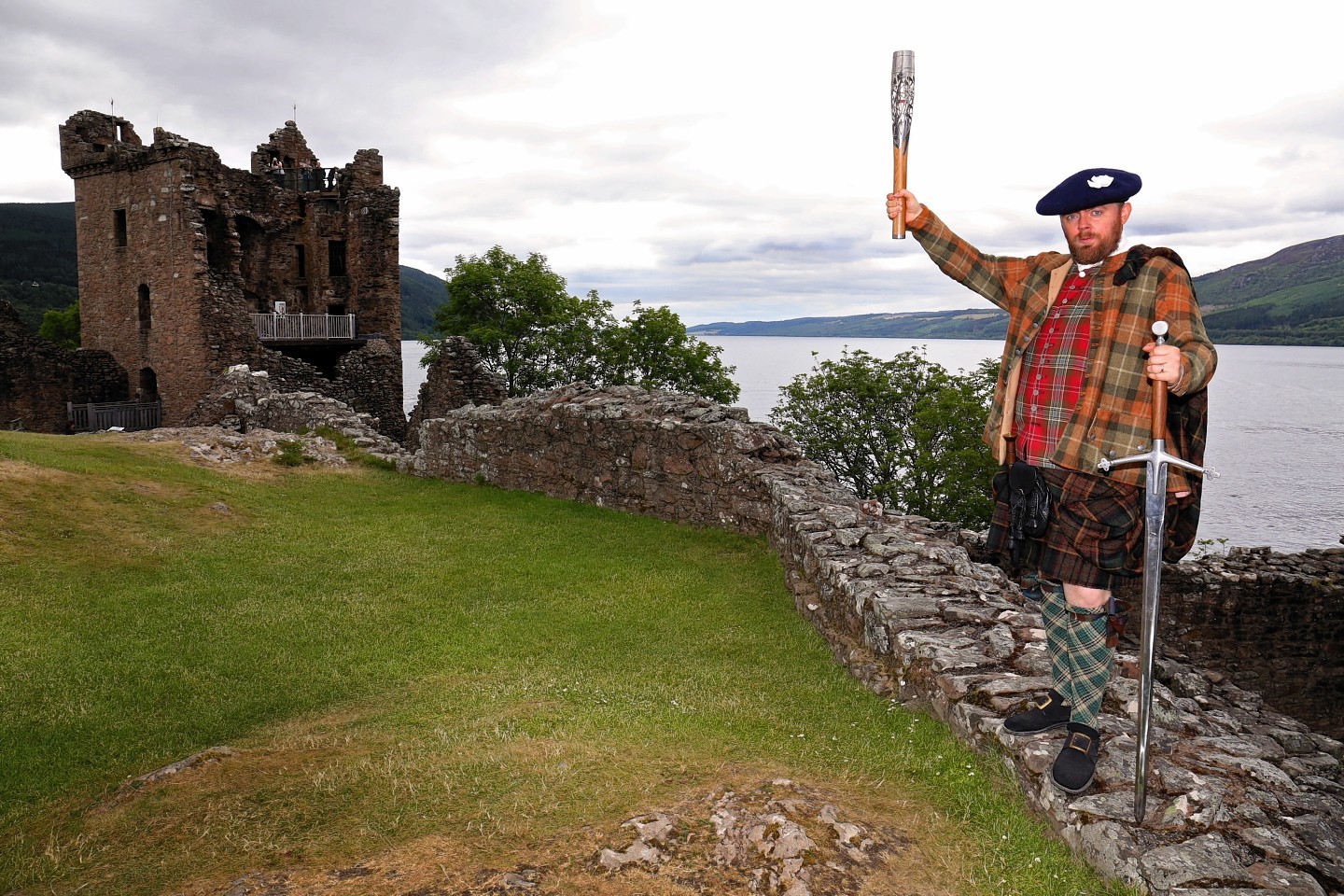Baton reaches Urquhart Castle on the shores of Loch Ness
