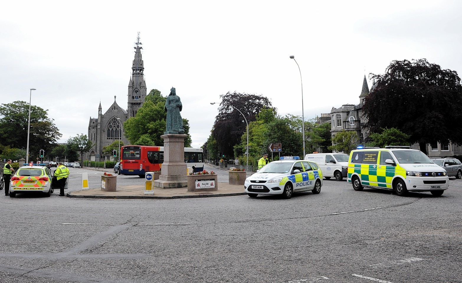 The scene of the incident at Queen's Cross, Aberdeen