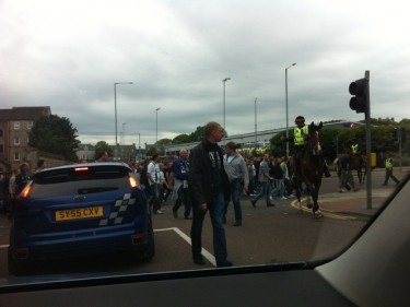 There's a high police presence in Aberdeen as FC Groningen and Dons fans make their way to Pittodrie