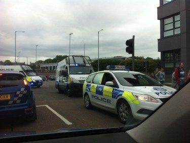There's a high police presence in Aberdeen as FC Groningen and Dons fans make their way to Pittodrie