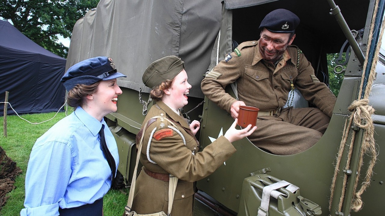 WWII re-enactors: The Barnes Family-Eilidh, Alan and Caitlin