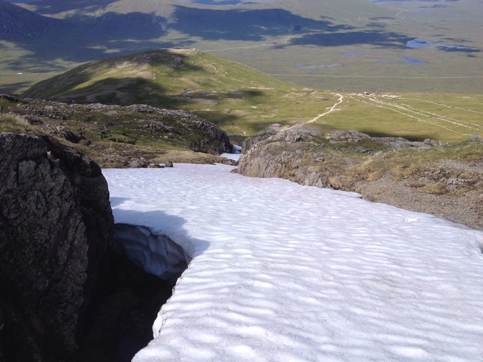 Snow at Glencoe - Looking down from the Narrows towards the Haggis trap