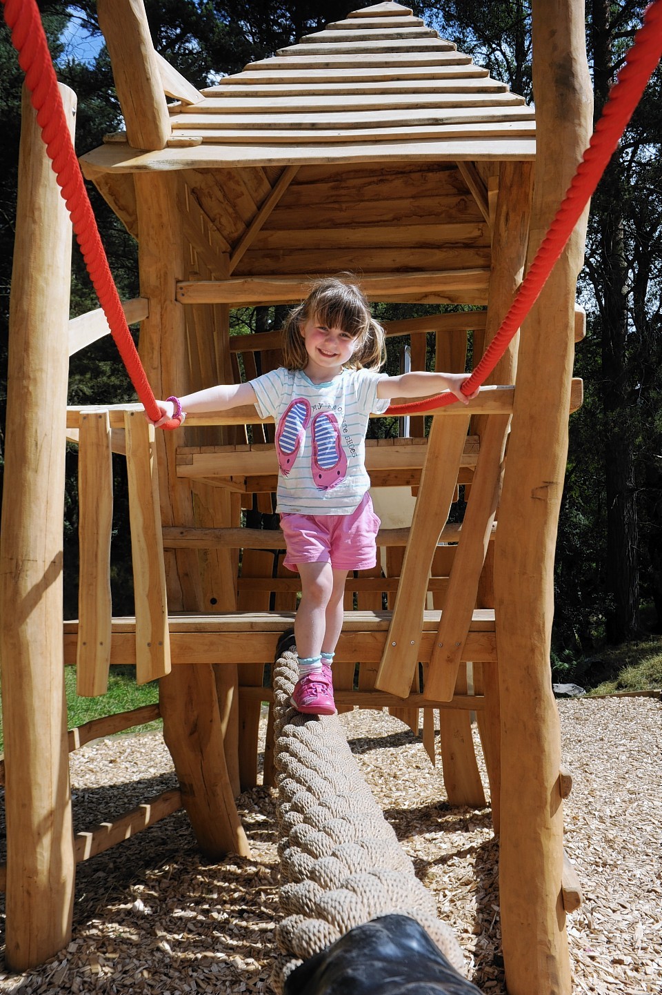 Rowan Moir plays at Haddo Country Park's new adventure playground