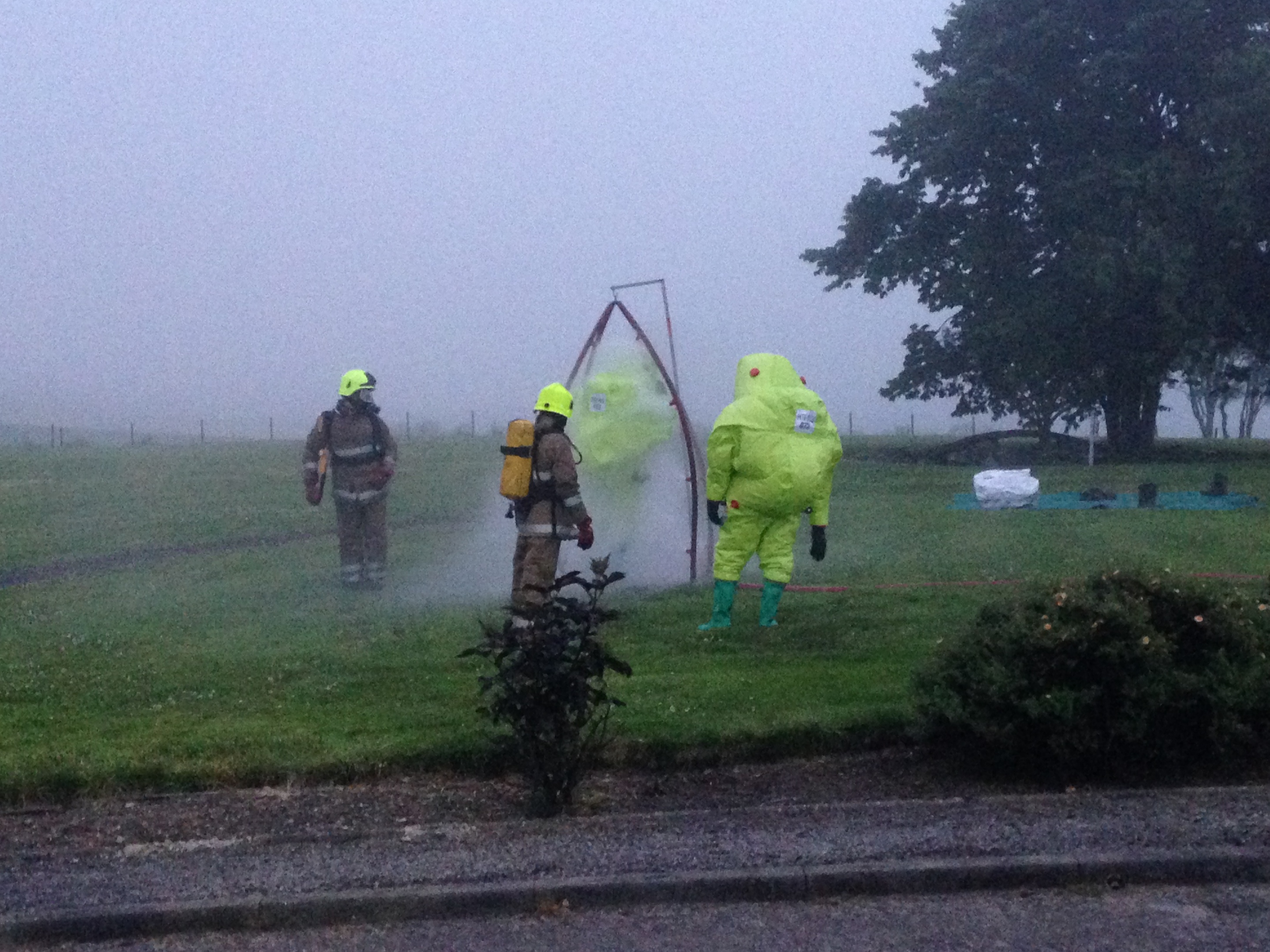 Specialists are doused down at the Brora chemical leak