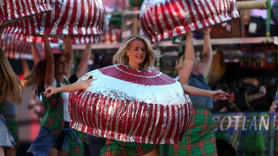 Dancers dressed as Tunnock's teacakes were among the performers