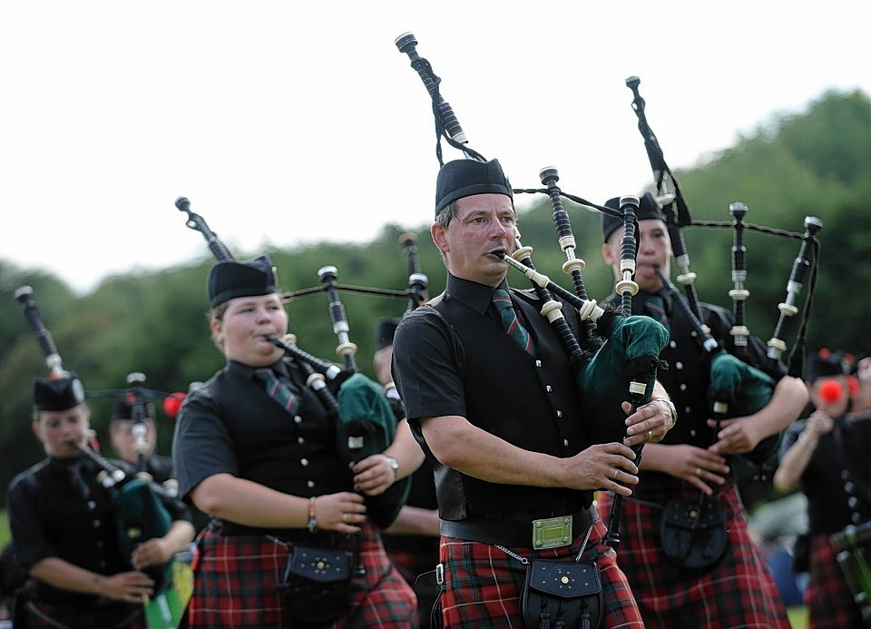 Portlethen Pipe Band performing at the Stonehaven Highland Games