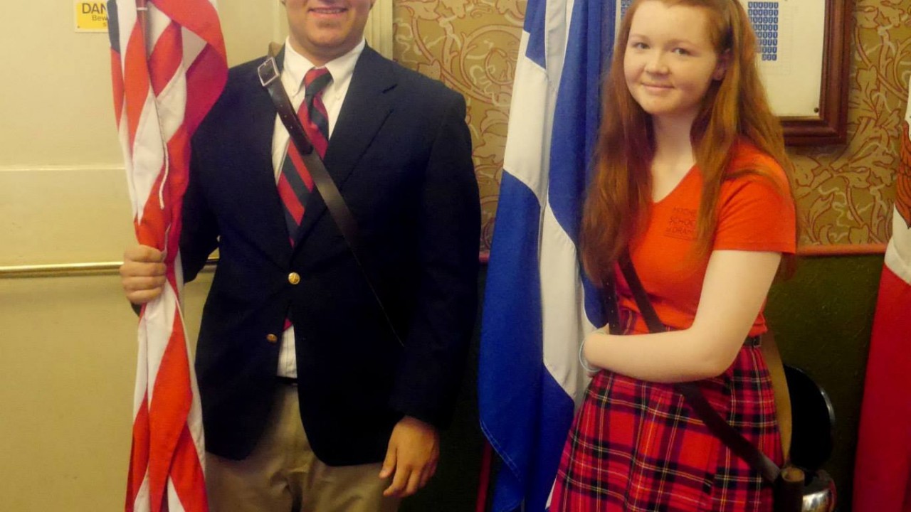 Scottish and US Flag Bearers Welcome Ceremony