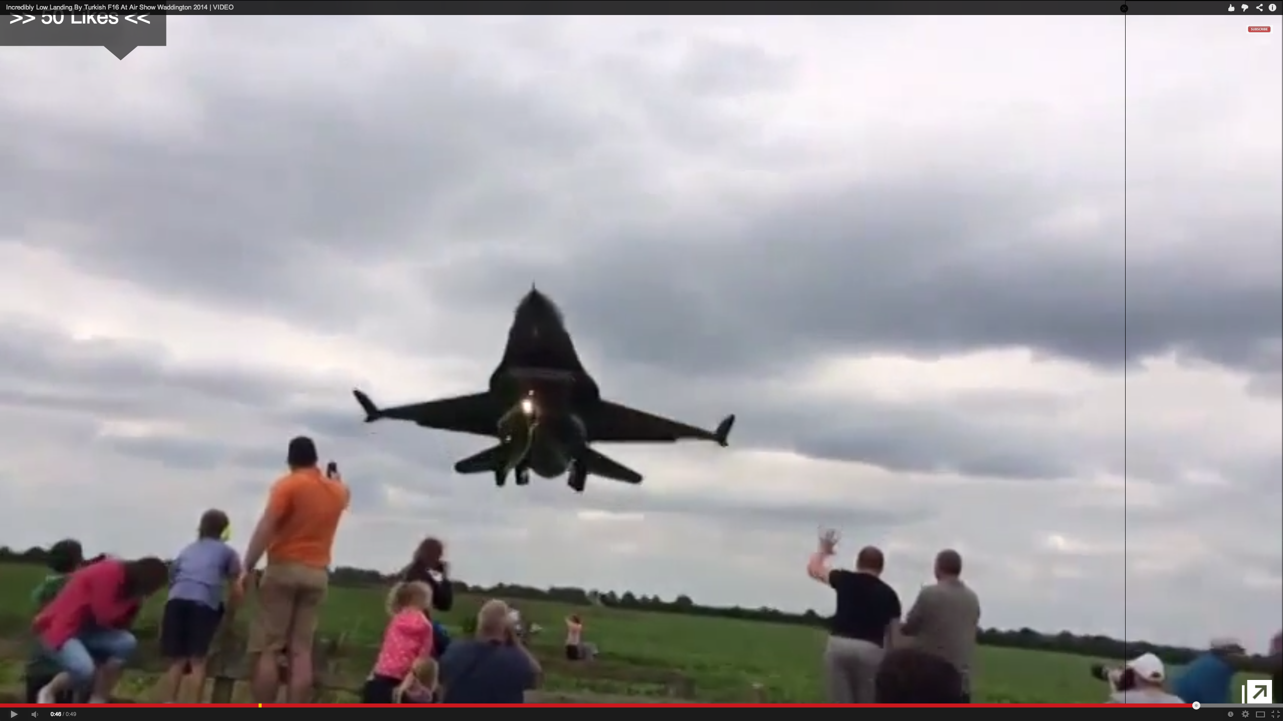 onlookers were standing on a public road close to the runway at the RAF base in Waddington, Lincolnshire