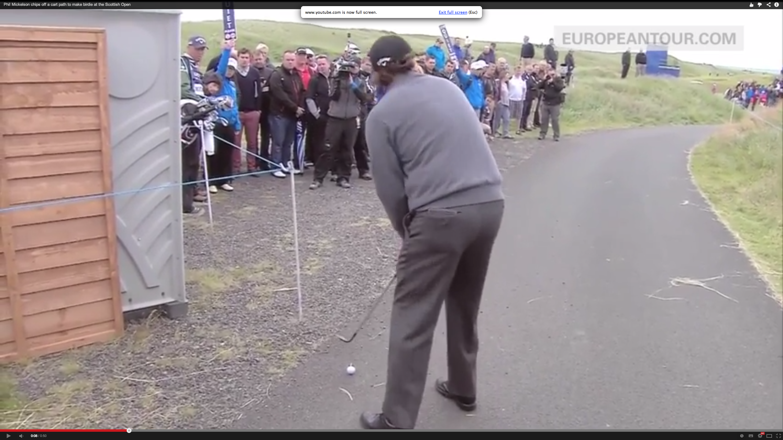 Phil Mickelson on the tarmac at Royal Aberdeen