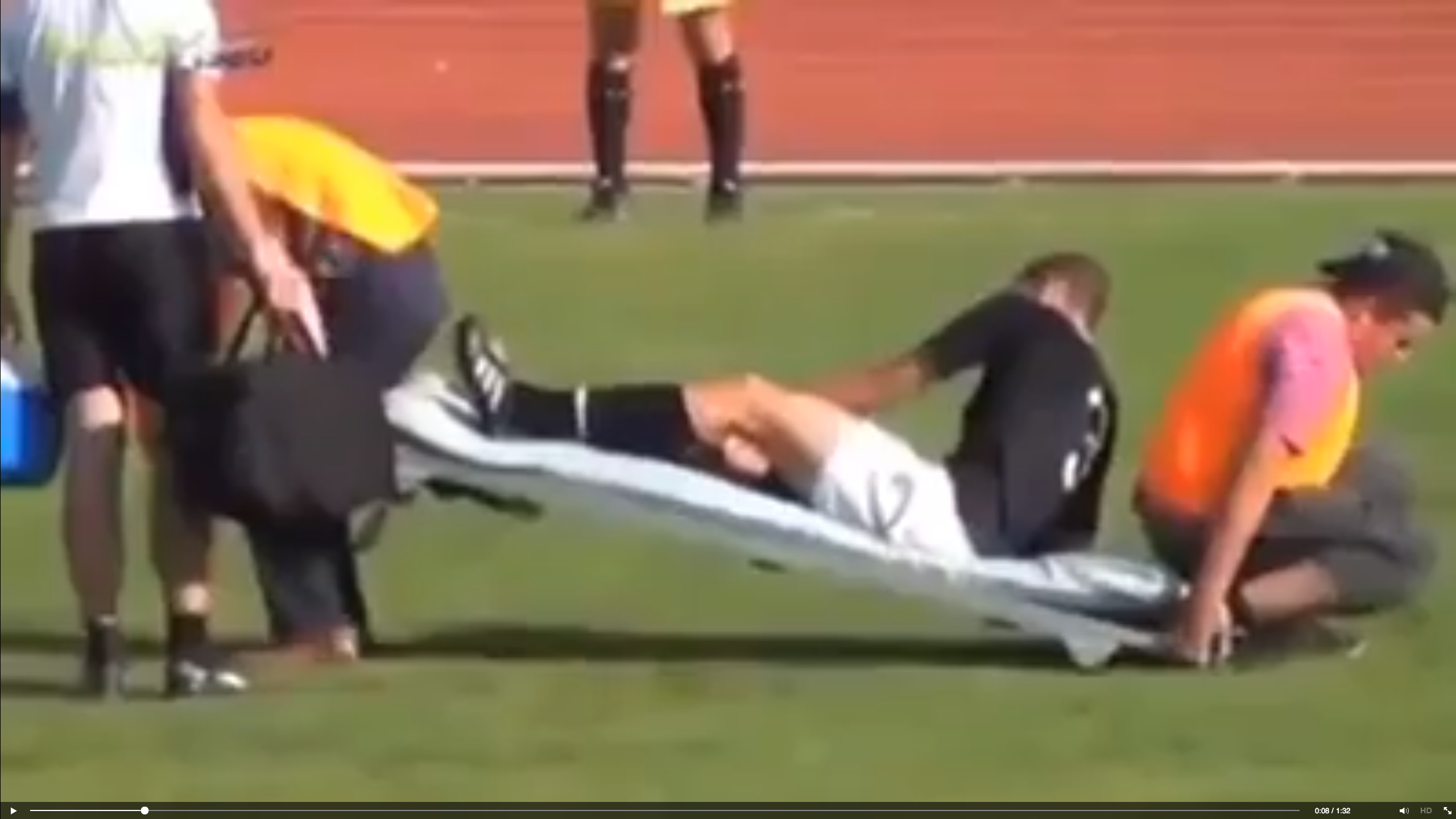 The video of football physio mis-haps has gone viral on Facebook
