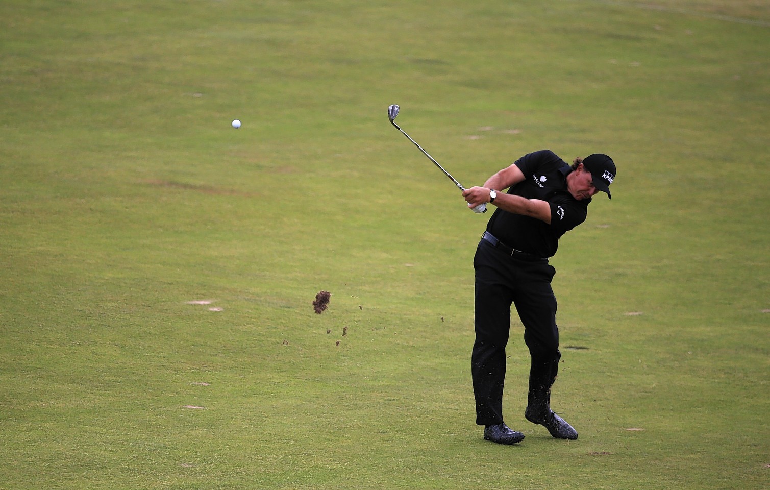 Phil Mickelson playing at The Open on Sunday