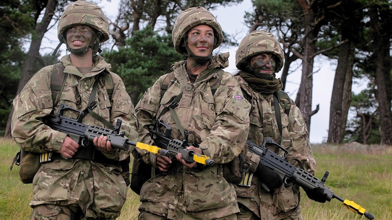 Army Reserve recruits take part in Exercise Summer Challenge, an intensive four-week basic training exercise in Edinburgh, Wednesday 16 July