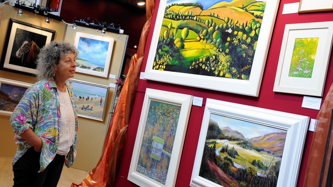 Jeweller and organiser Lorna Purvis at the  Aboyne Art Exhibition, Victory Hall, Aboyne