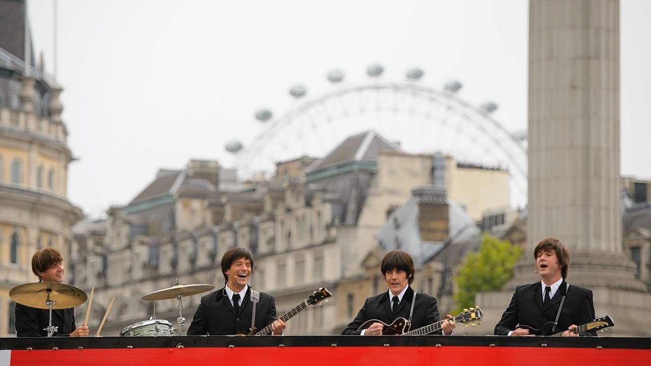 The cast of Beatles musical Let it Be perform in iconic locations to mark the show's return to Garrick Theatre.