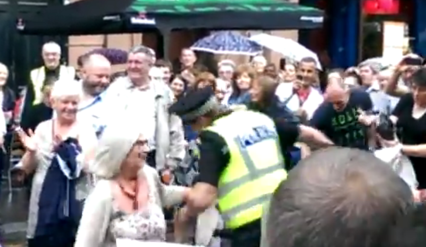 One cheery policeman gets into the spirit of the Games