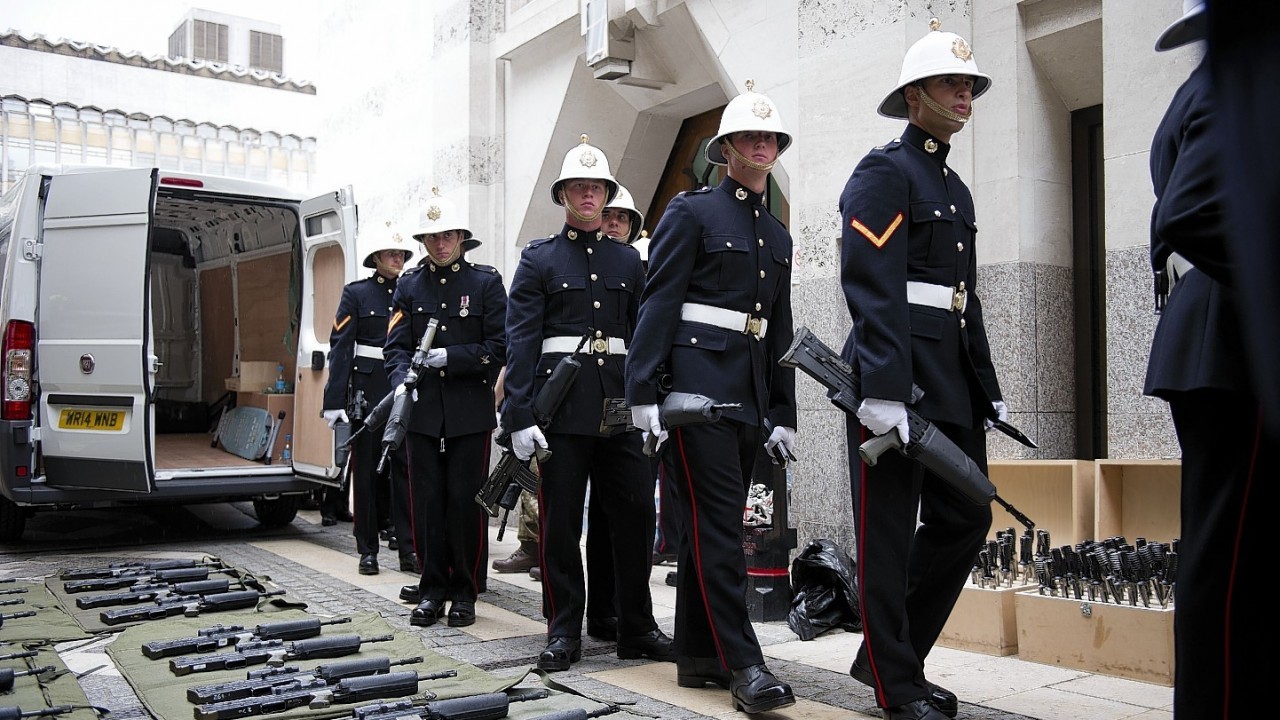 Royal Marines march through the City of London to celebrate their 350th anniversary