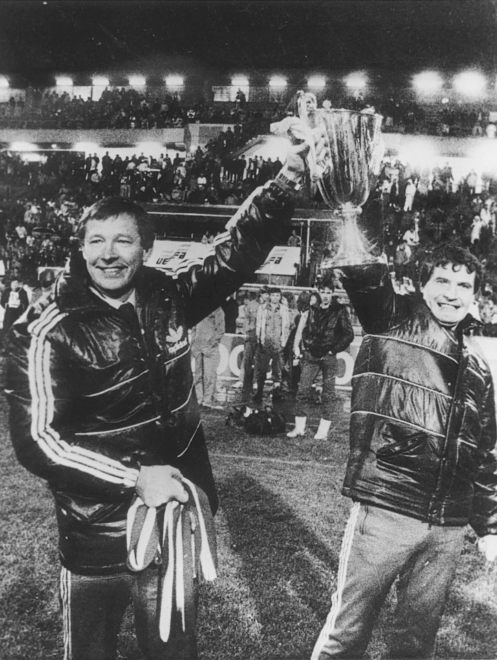 Alex Ferguson and Archie Knox hold the Cup