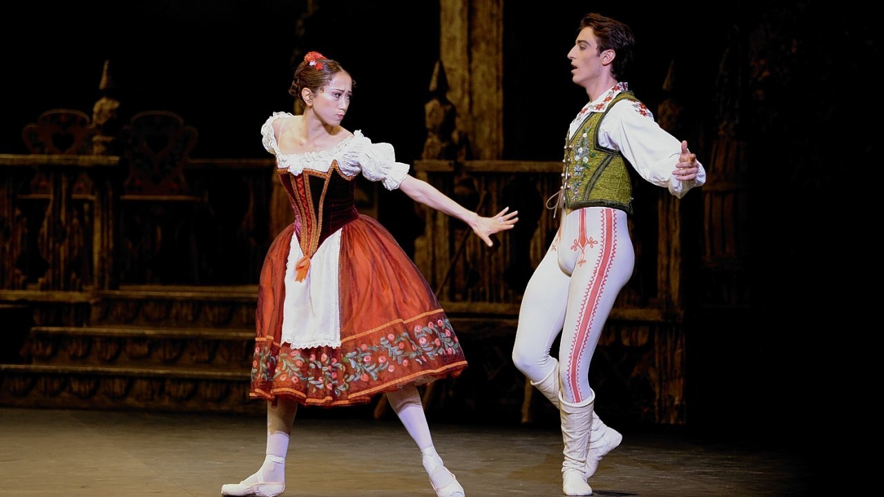 Dancers perform during the dress rehearsal for the English National Ballet's Coppelia at the Coliseum, London which opens 23 July