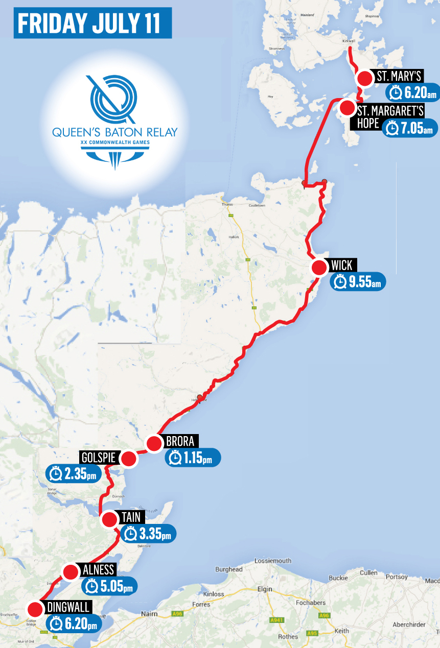 The Queen's Baton route through the Highlands