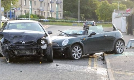 A road accident in Torry, Aberdeen.