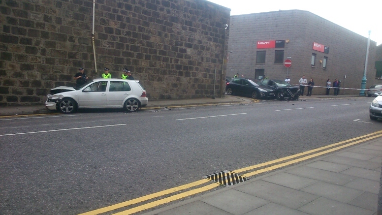 Car crash on Hutcheon Street in Aberdeen