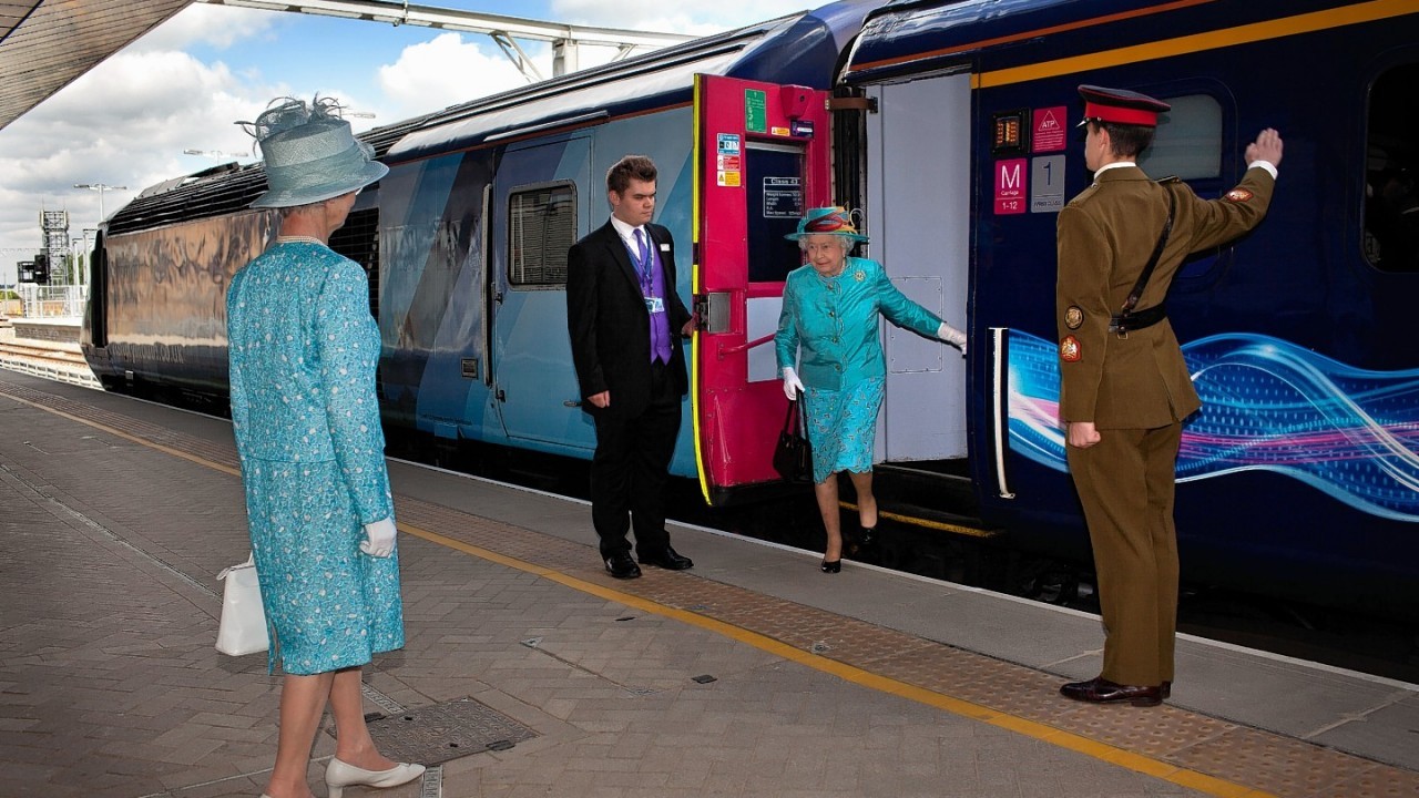 Queen Elizabeth II during a visit to Reading Railway Station in Berkshire, after a £900 million redevelopment