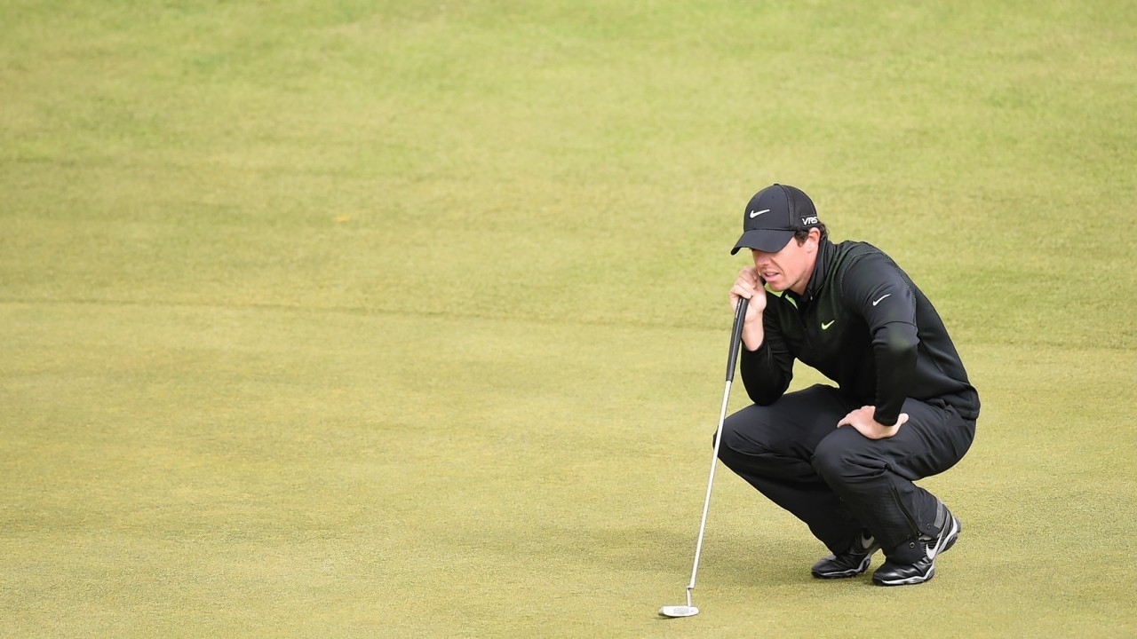 Northern Irish star Rory McIlroy weighs up a putt