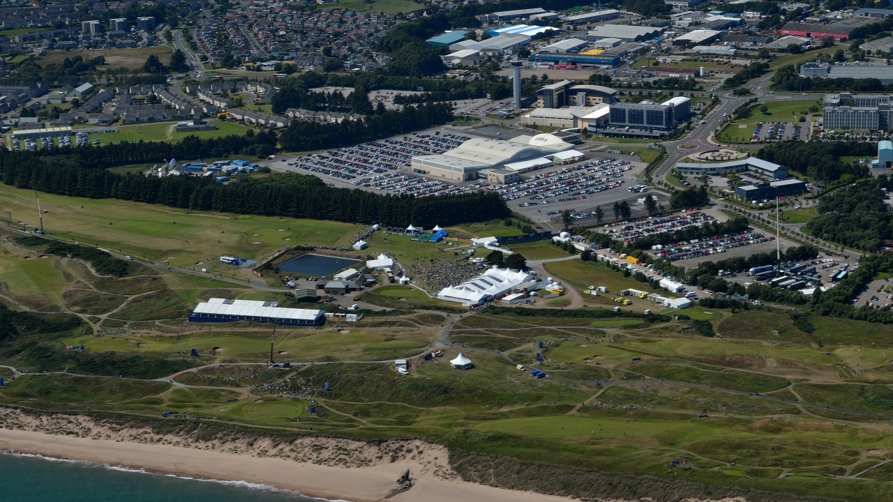 An ariel view of the Scottish Open at Royal Aberdeen. Photo courtesy of  QnH Drones.