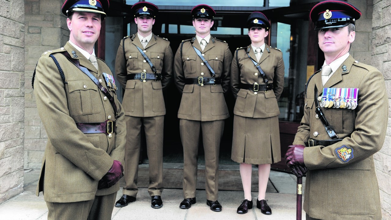 CO Lt Col Tom Marsden, Lt Grant Wink, 2nd Lt Craig Aitken, Lt Ruth Cork, and RSM Joe Aldridge.