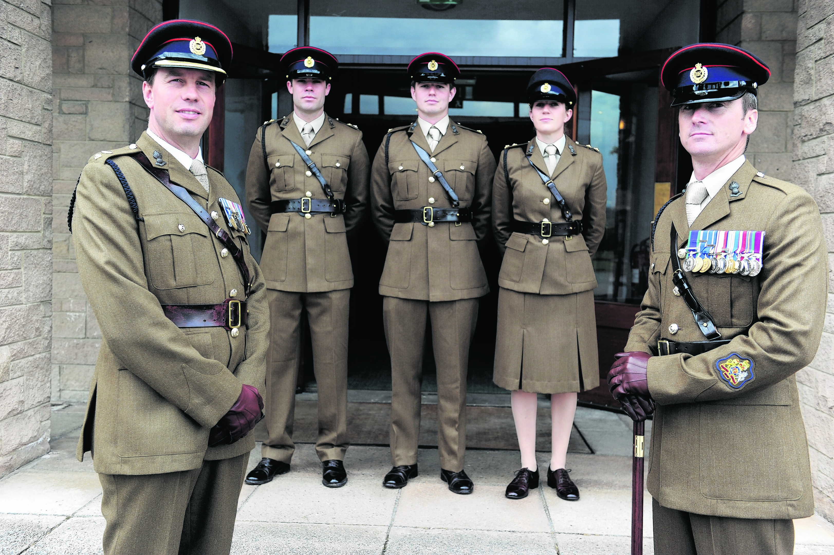 CO Lt Col Tom Marsden, Lt Grant Wink, 2nd Lt Craig Aitken, Lt Ruth Cork, and RSM Joe Aldridge.