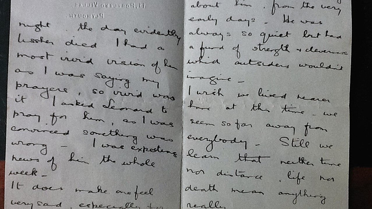 A letter from Second Lieutenant Charles Ussher Kilner's sister Anna to his other sister Letty with news of his death, as more than 300,000 First World War records are being released by the CWGC to show how Britain came to commemorate its war dead
