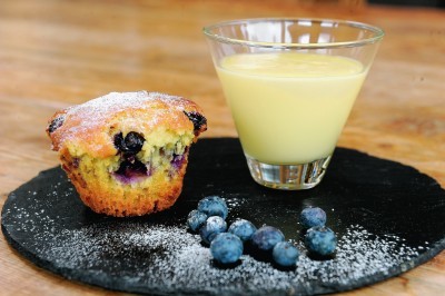 Lemon Posset and Blueberry Muffin