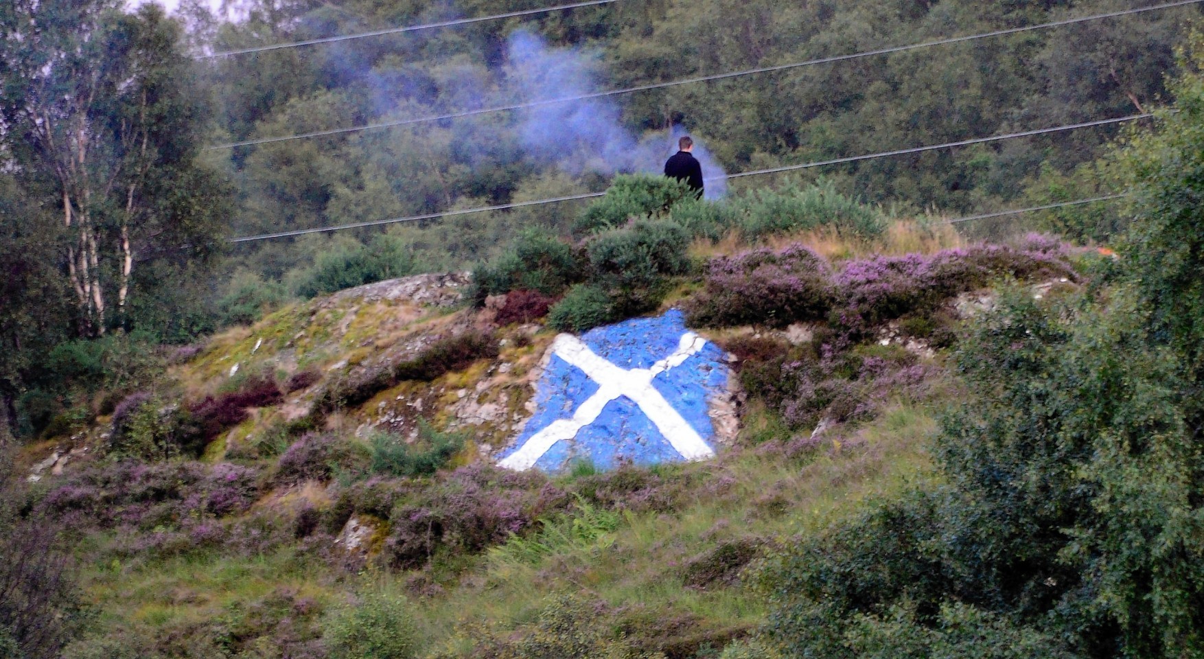 The Saltire painted on The Sugar Loaf before it was painted out