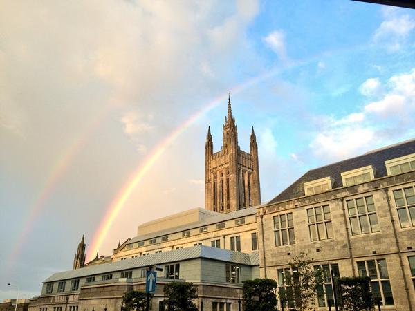 Rainbow outside Brew Dog in Aberdeen. Credit: Twitter @BrewDogNed