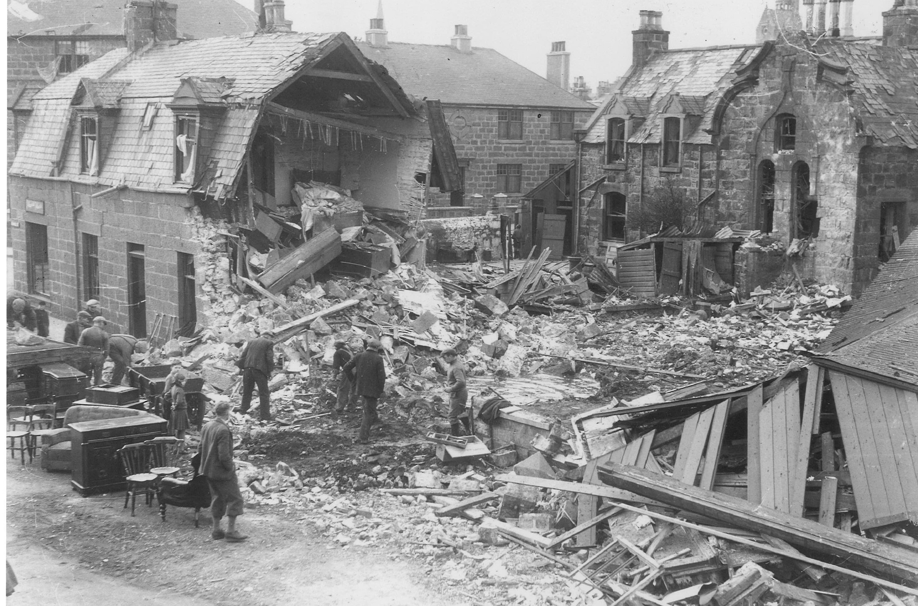 Bomb damage in Fraserburgh, 20 February 1943